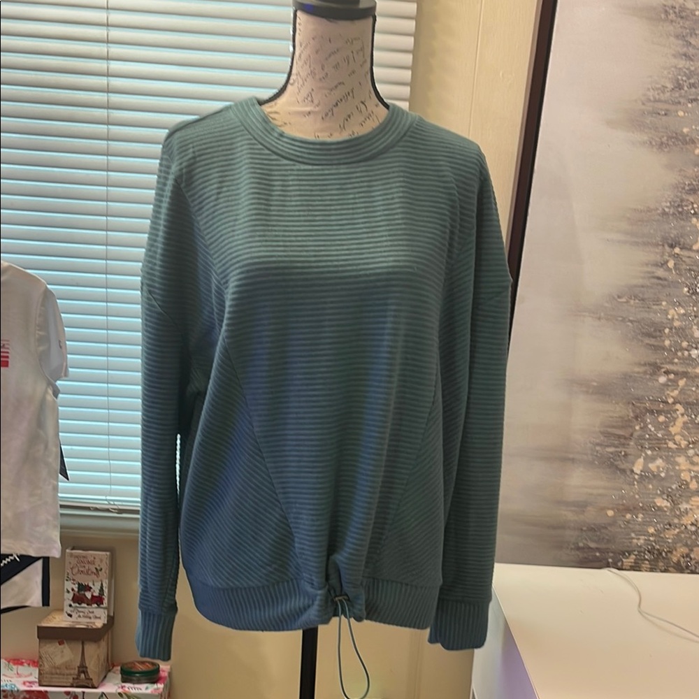 Teal Striped Pullover Sweater